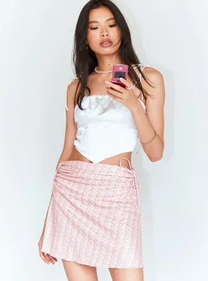Charlotte Ruched Mini Skirt Pink Wrinkle Resistant Finish Collaboration Piece