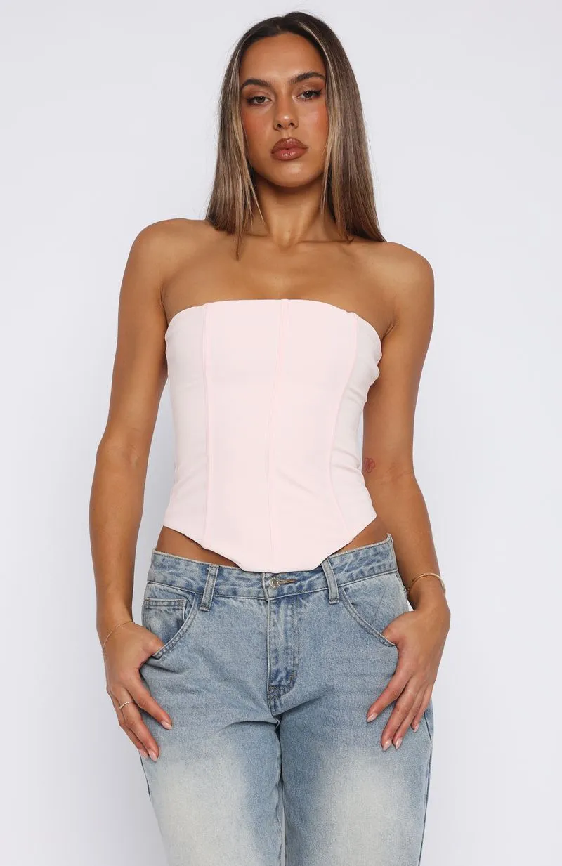 No Iron Fabric Always Wondering Strapless Bustier Baby Pink