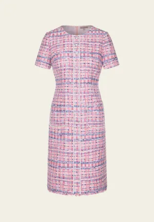 MultiFunctional Pockets Mixed-tweed Slim-fit Crystal-detail Dress