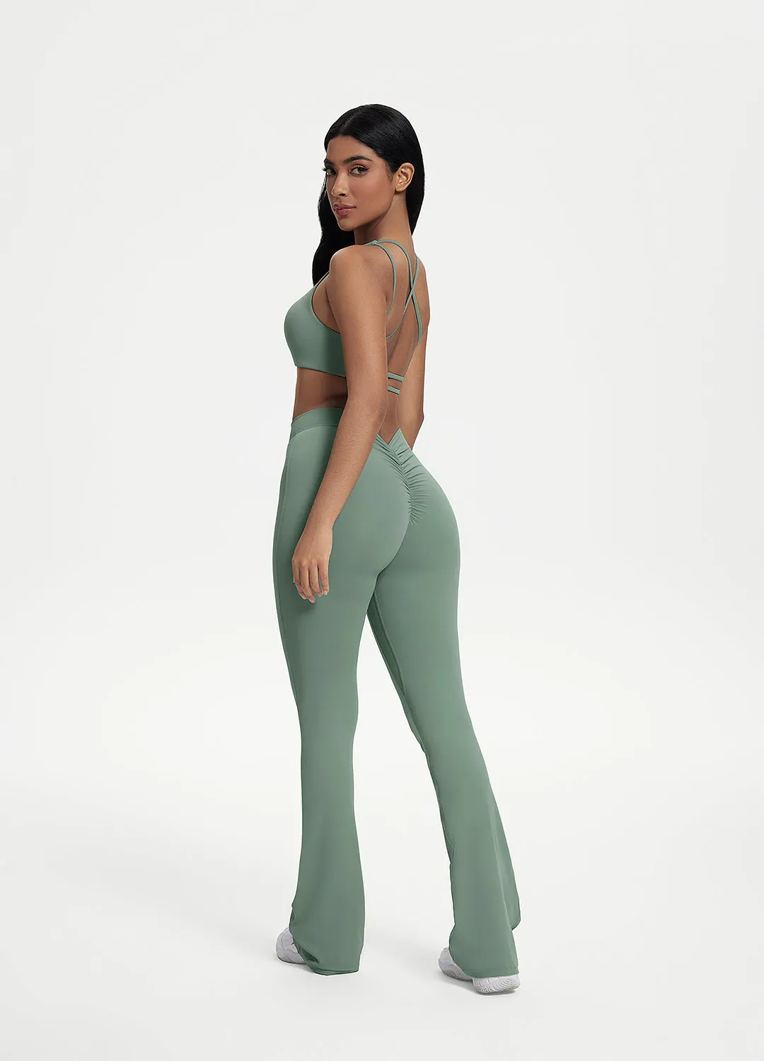 Essential Fit Mid Rise Support Scrunch Back Flared Leggings