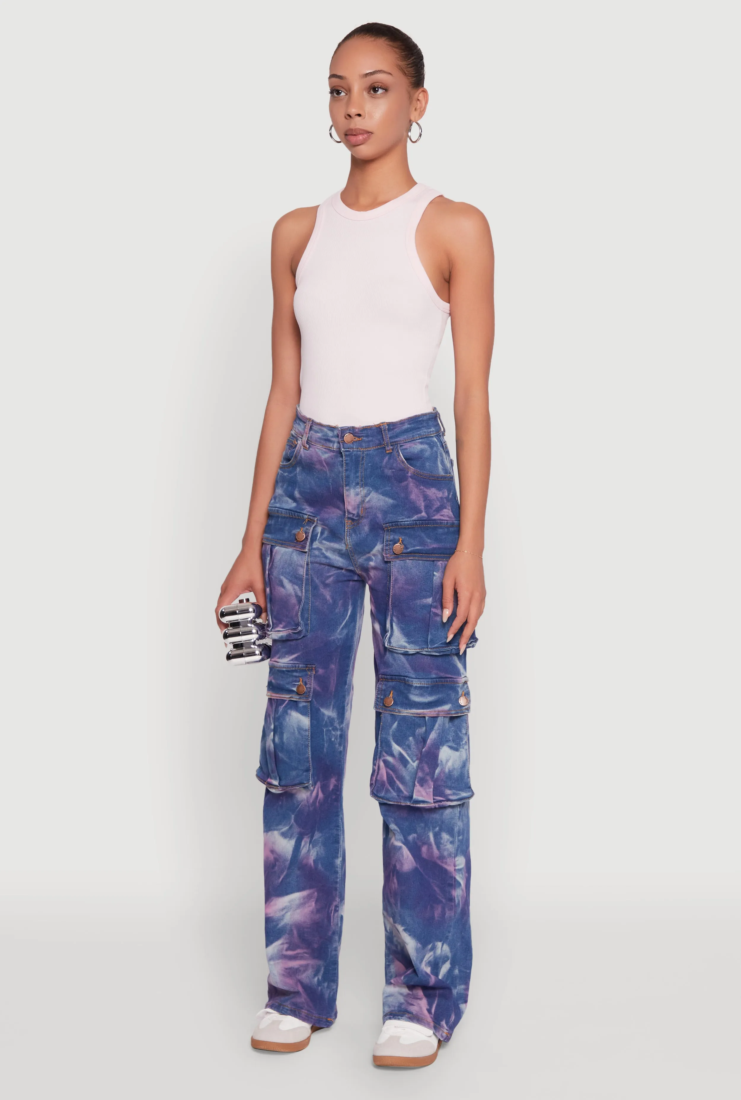 Daisy High Waisted Straight Leg Jeans with Cargo Pockets Daily Essentials