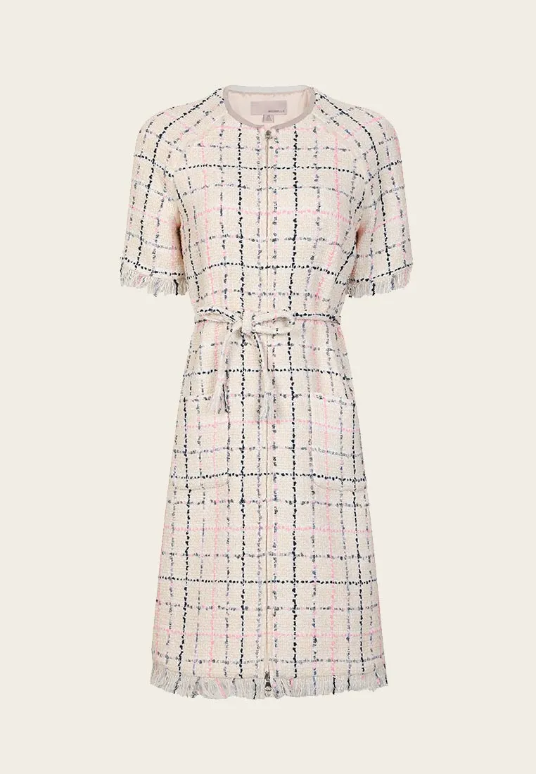 Warm Base Vented Panels Marion Stylish Tweed Dress