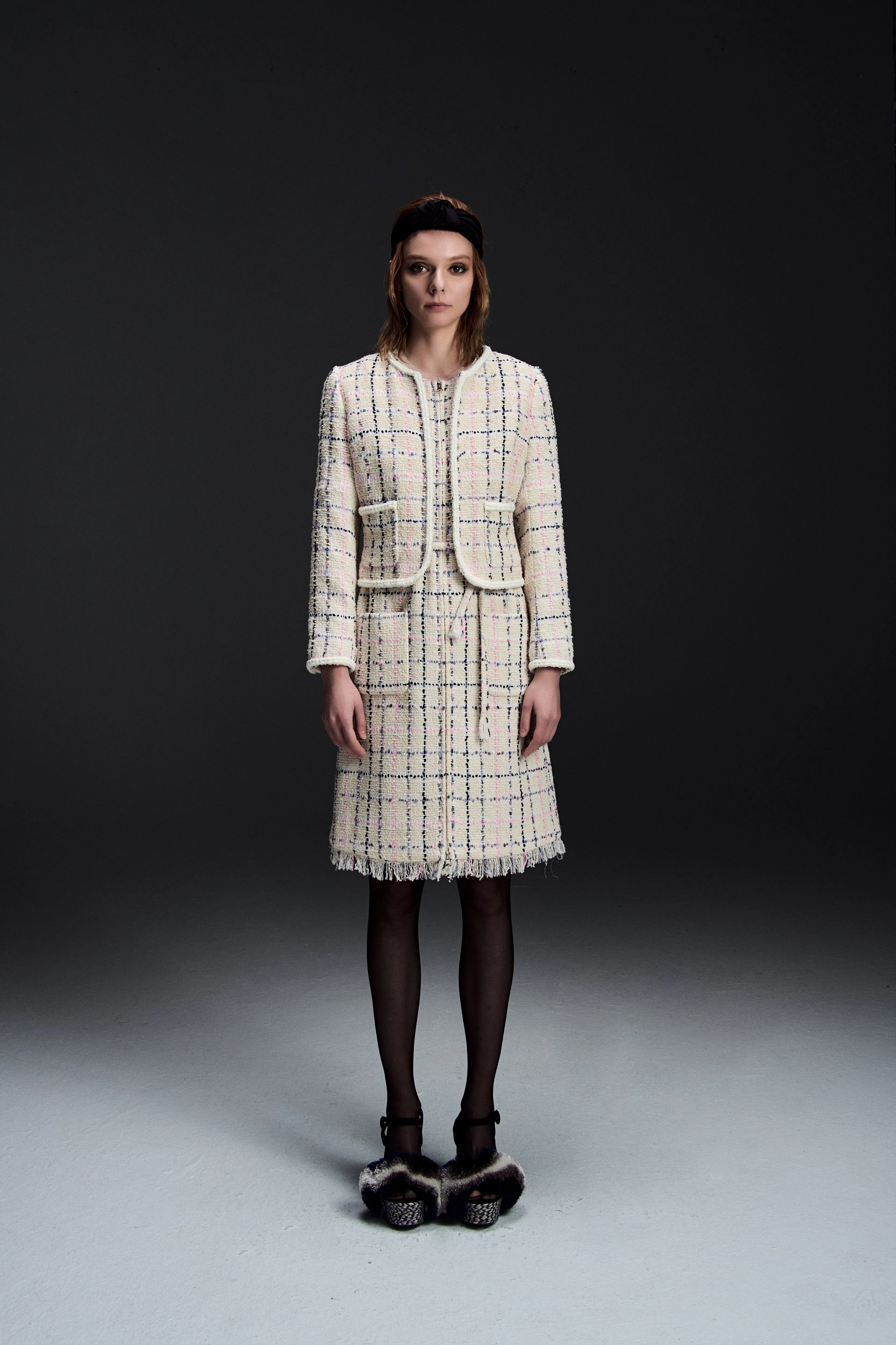 Teen Fresh Silk Glow Marion Stylish Tweed Dress