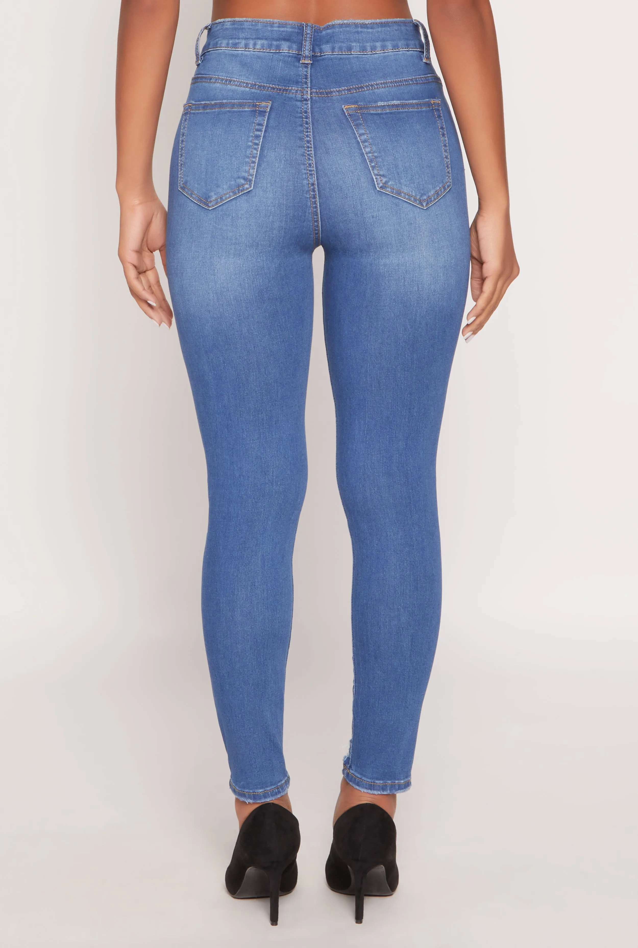 Relaxed Style Bold Streetwear Fan Earthy High Quality WAX Frayed Detail Skinny Jeans