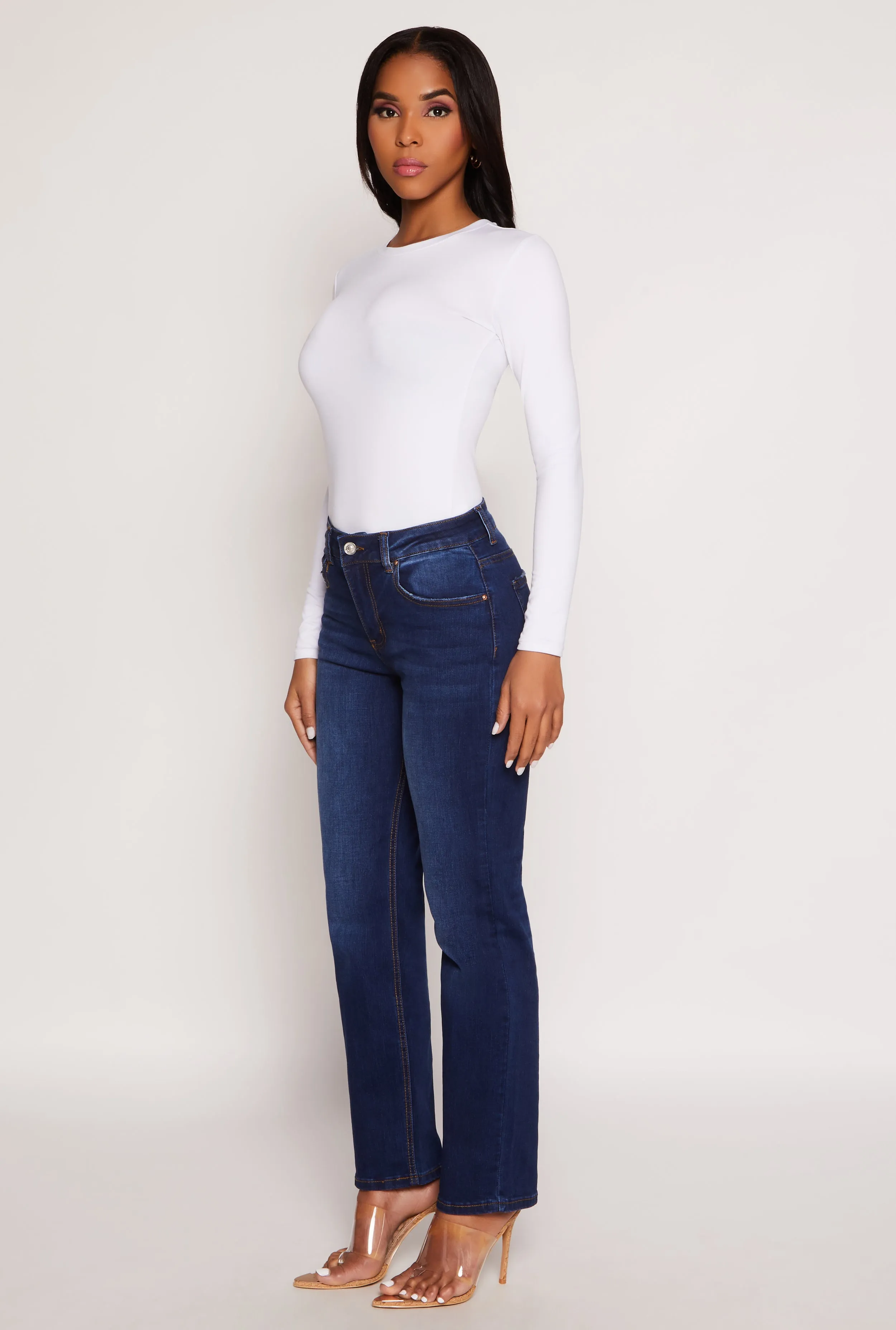 WAX Frayed Detail Straight Leg Jeans Everyday Ready