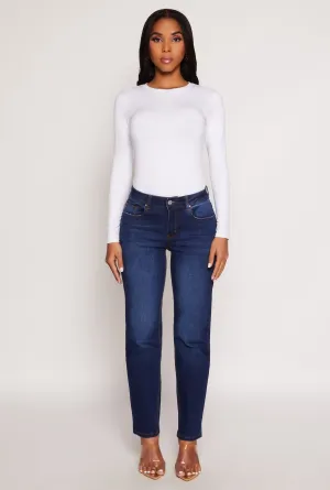 WAX Frayed Detail Straight Leg Jeans Minimalist Rainy Day Vintage Lover Comfy Touch