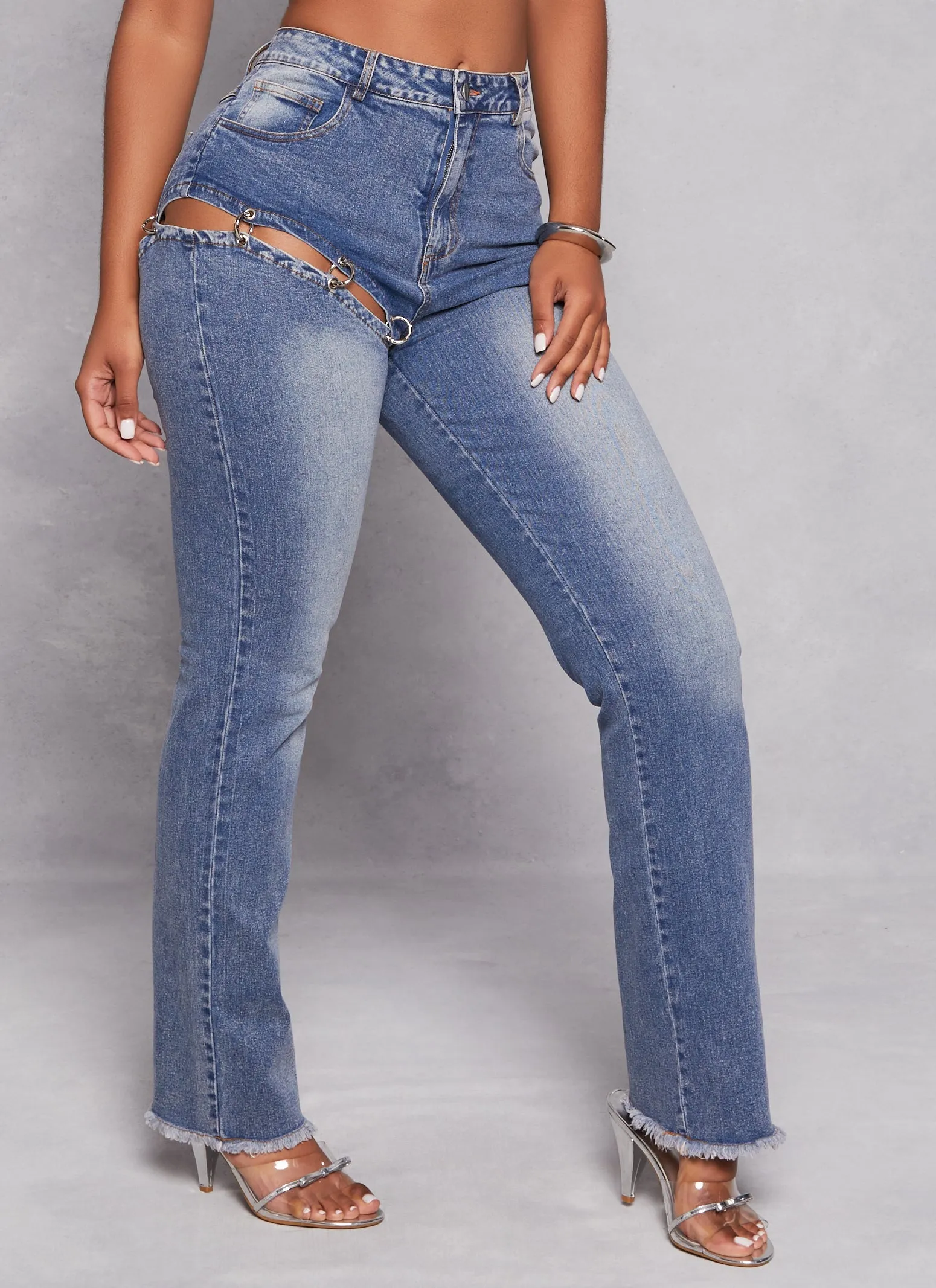 Core Fit Pure Comfort Cut Out Ring Detail Straight Leg Jeans