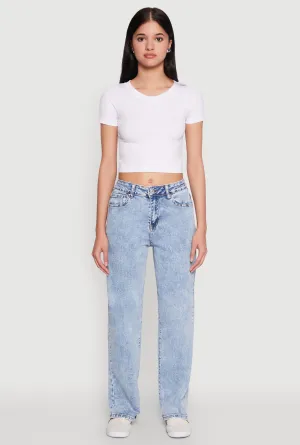 Office Wear Modern Rainy Day Classic Wear Party Look WAX Acid Wash Straight Leg Jeans