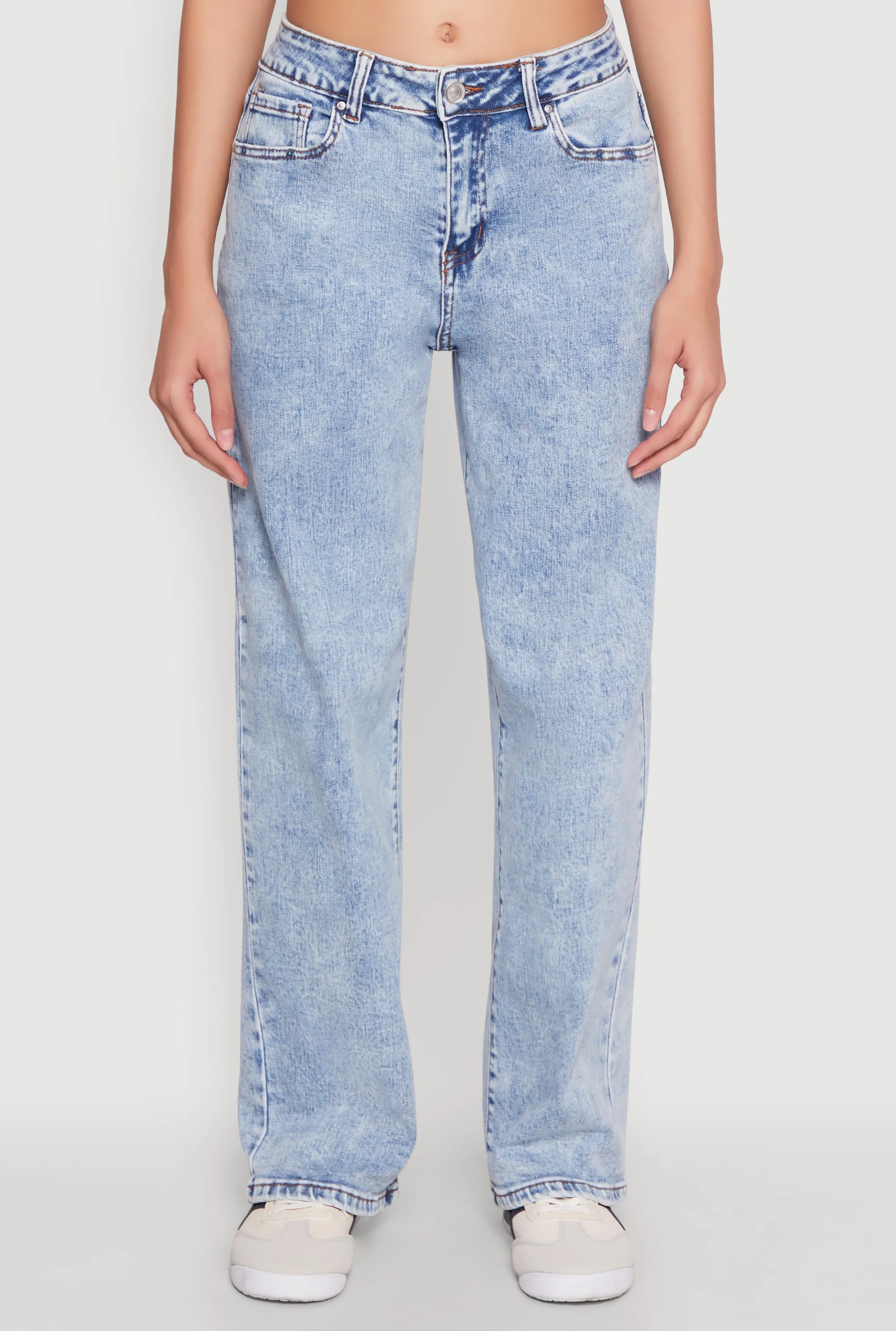 WAX Acid Wash Straight Leg Jeans Morning Ready Eco Friendly Production