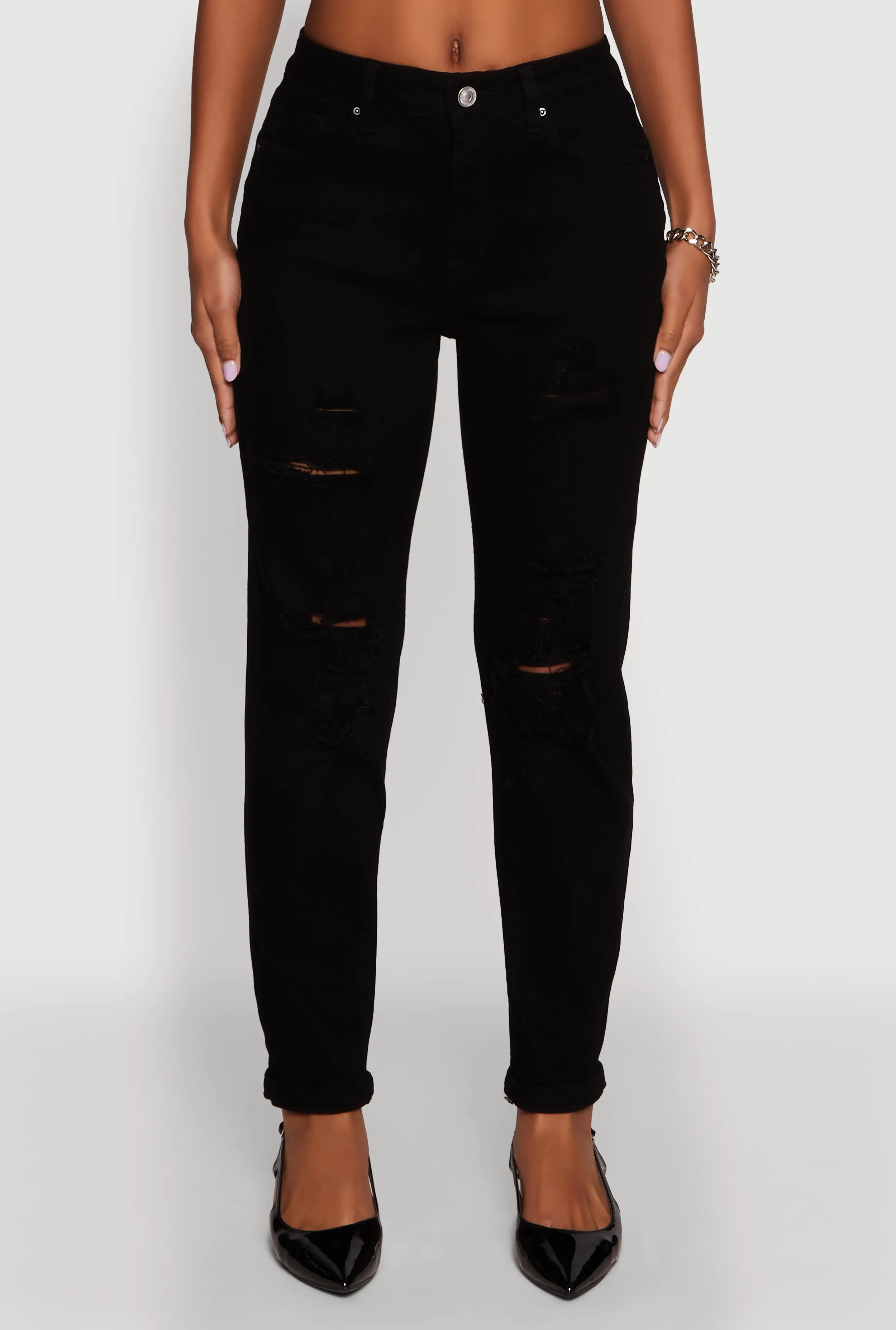 WAX Mid Rise Boyfriend Cut Distressed Jeans Minimalist Rainy Day Vintage Lover Effortless casual