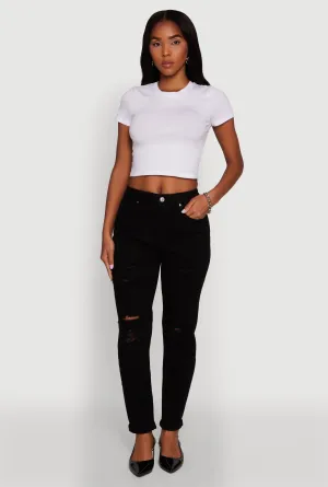 WAX Mid Rise Boyfriend Cut Distressed Jeans Outdoor Adventure Adult Fashion