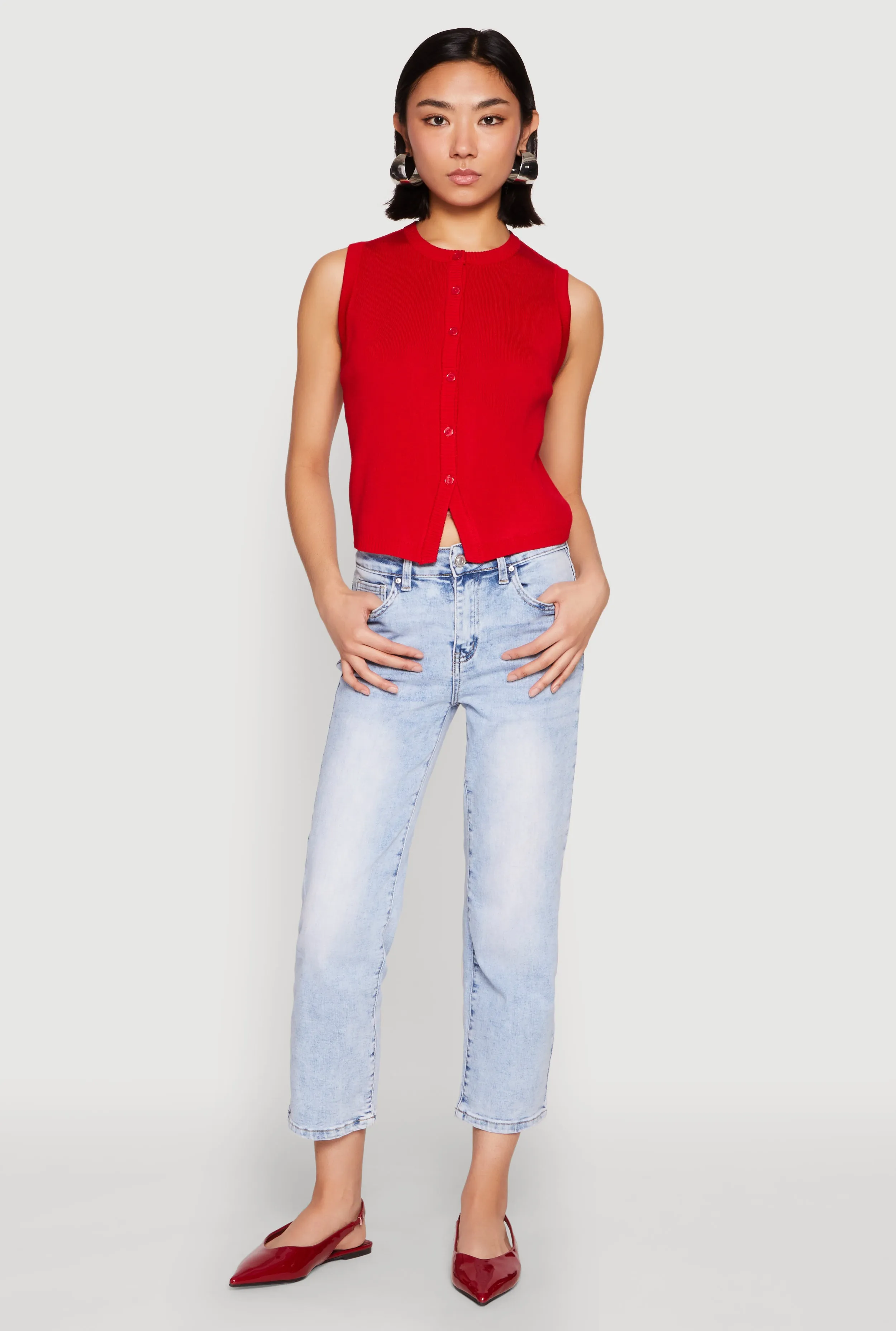 WAX Straight Leg Capri Jeans Morning Stroll Music Event Office Wear