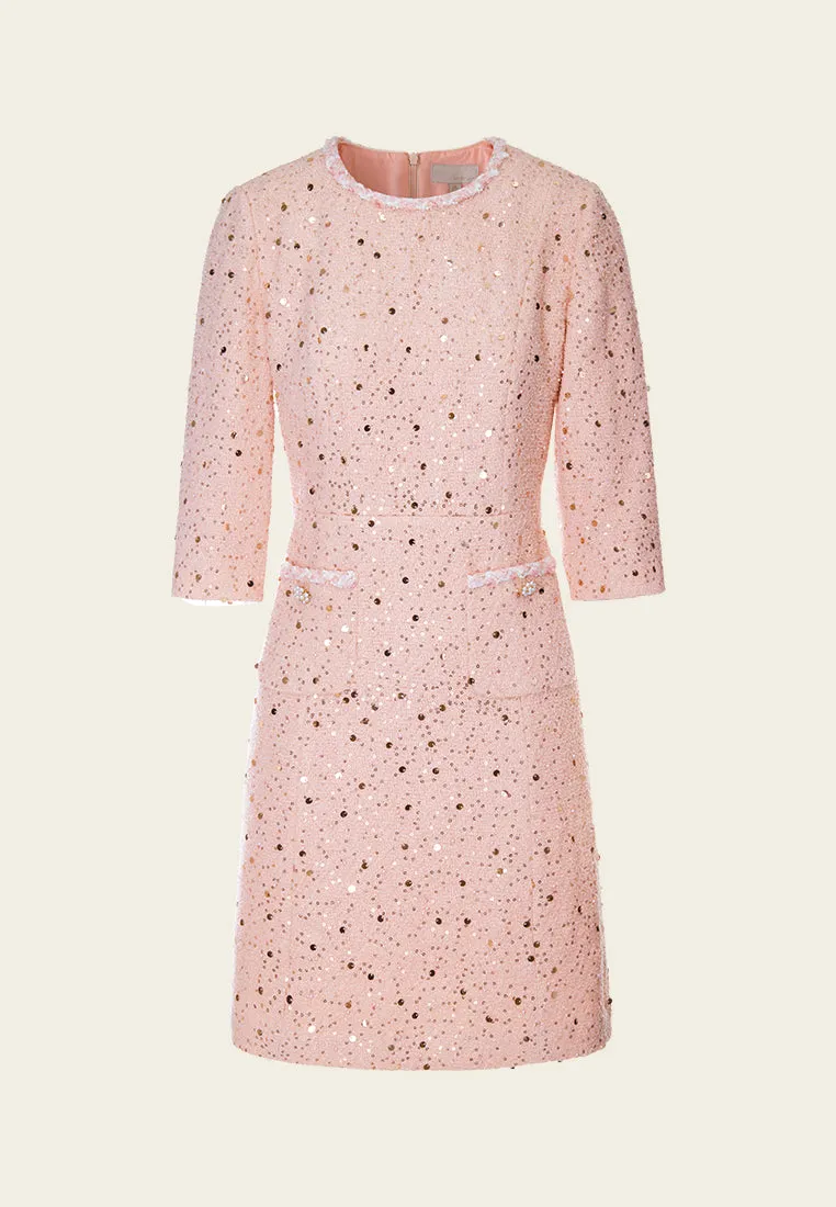 Spirit Core Light Flow Sequin-detail Frayed-detail Slim-fit Dress