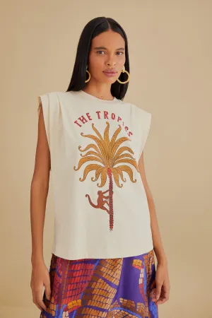 The Tropics Pleat Organic Cotton T-Shirt Spring Glow DoubleStitchedEdges
