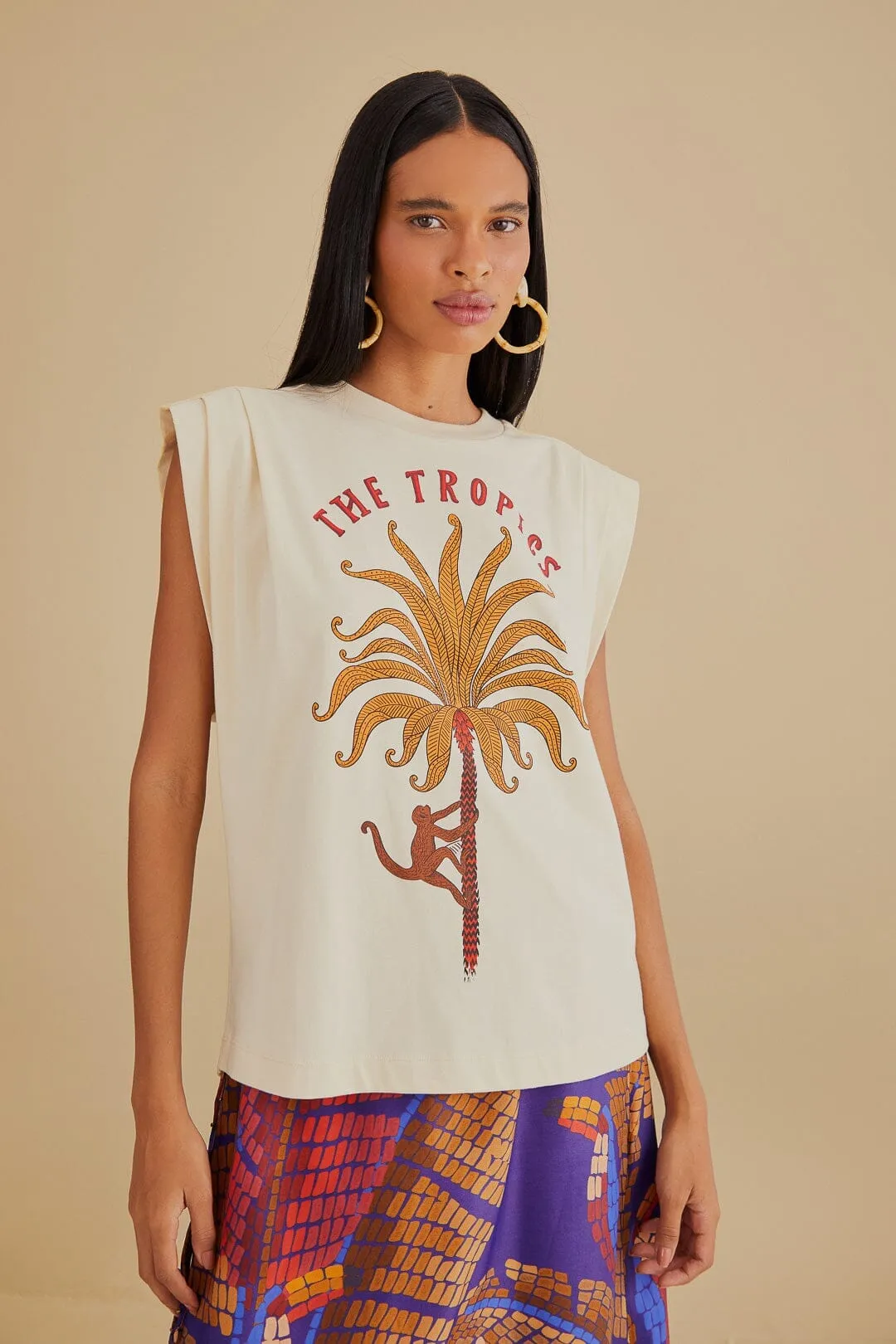 The Tropics Pleat Organic Cotton T-Shirt Spring Glow DoubleStitchedEdges