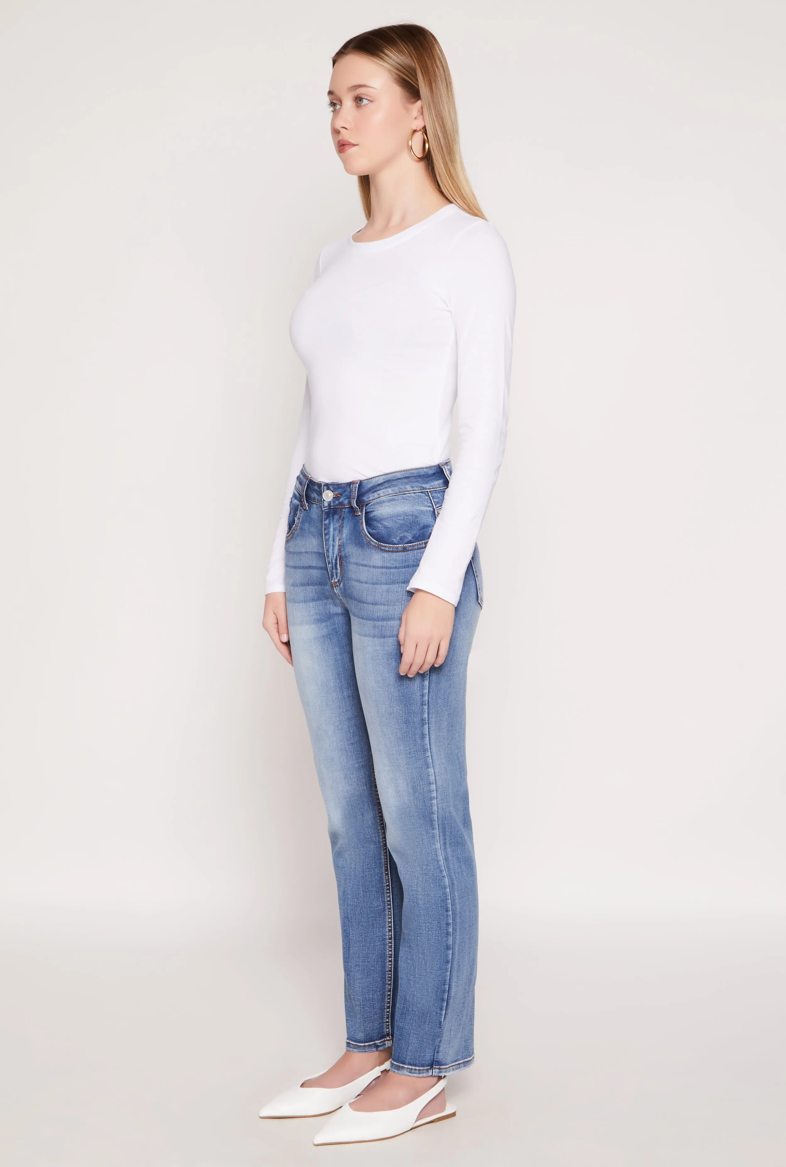 Simple Wear WAX Straight Leg Whiskered Jeans