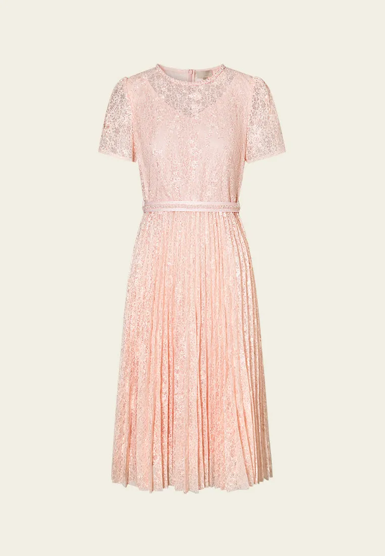 Adjustable Straps SeamFreeEngineering Embellished-trim Sequin-detail Lace Dress