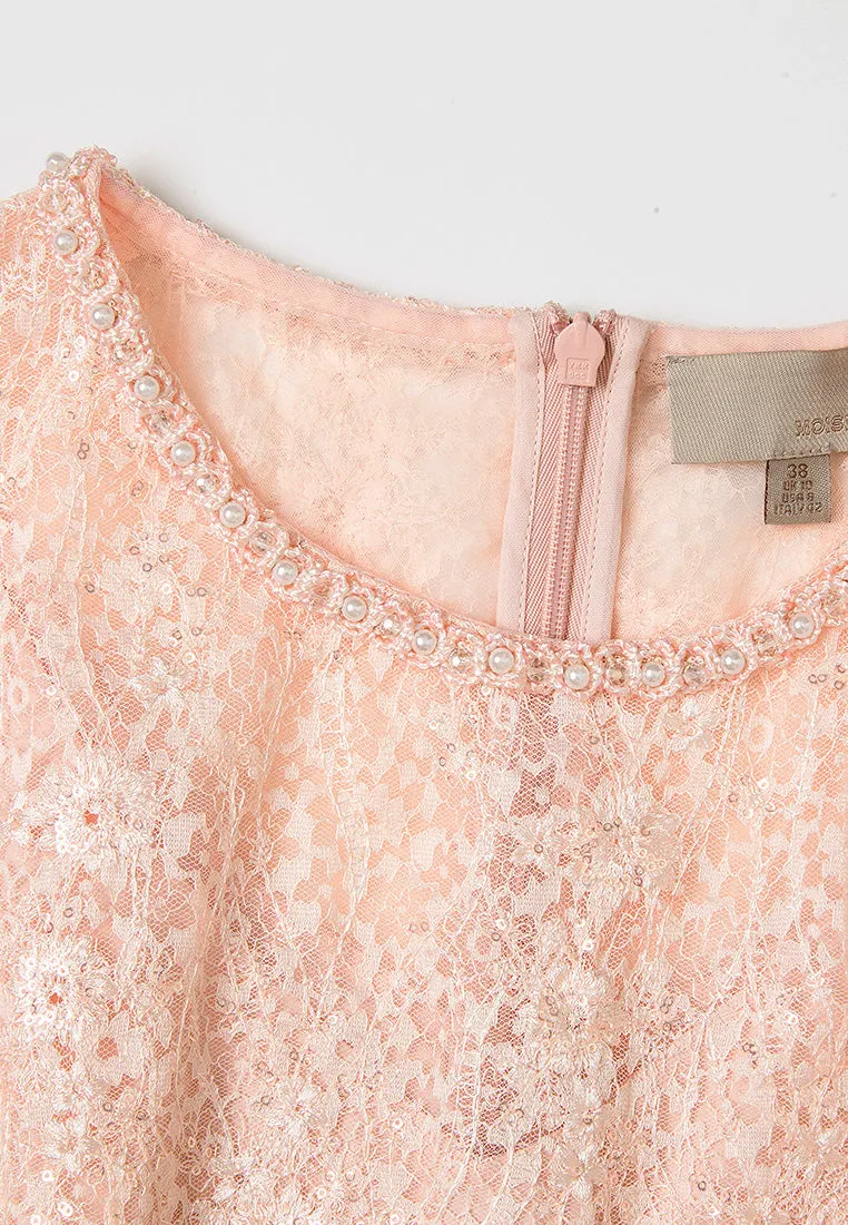 DurableBlend Embellished-trim Sequin-detail Lace Dress