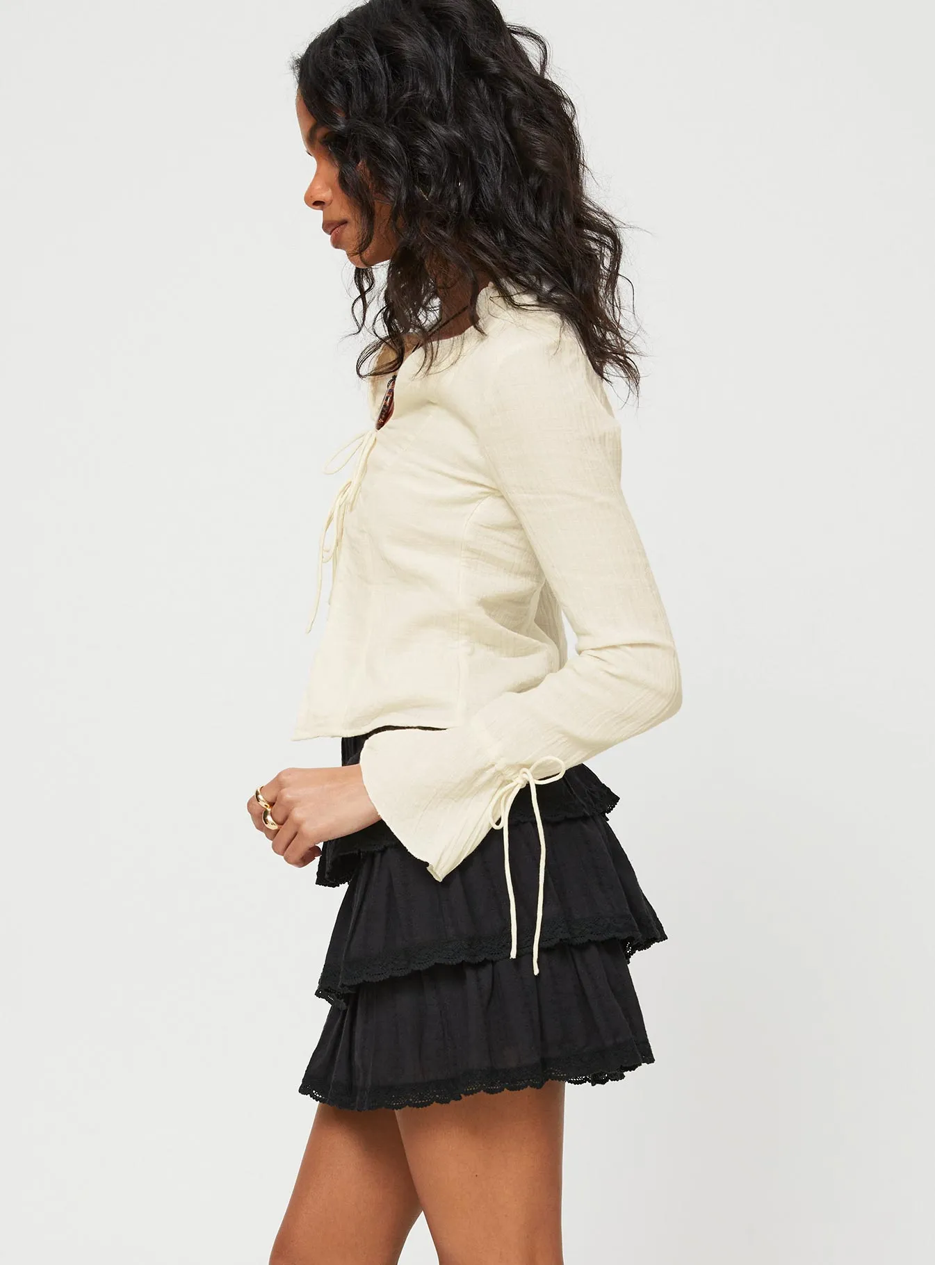 Sound Check Mini Skirt Black Tiered Design