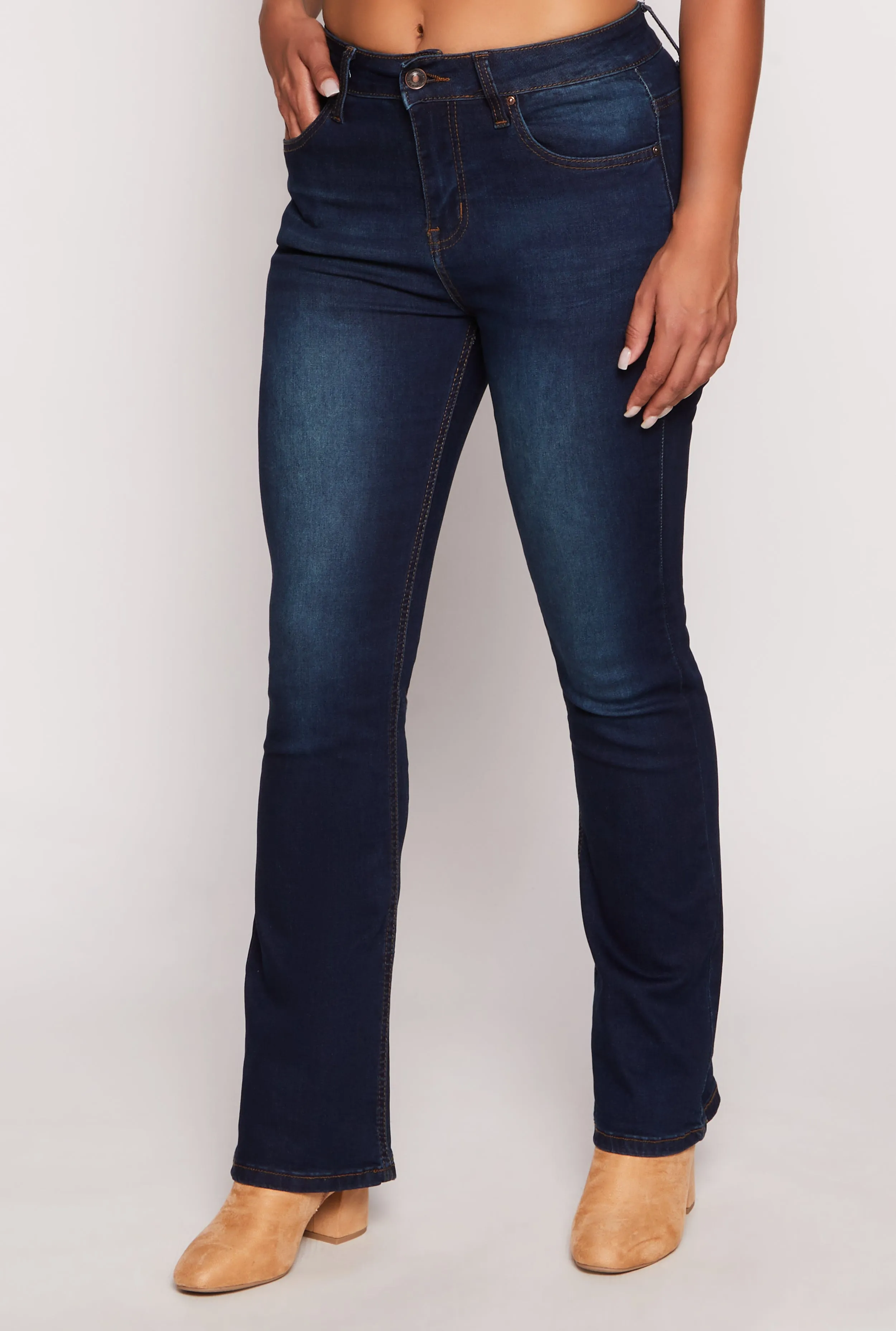 WAX Acid Wash High Waisted Boot Cut Jeans Morning Stroll Professional Wear Brunch Outfit