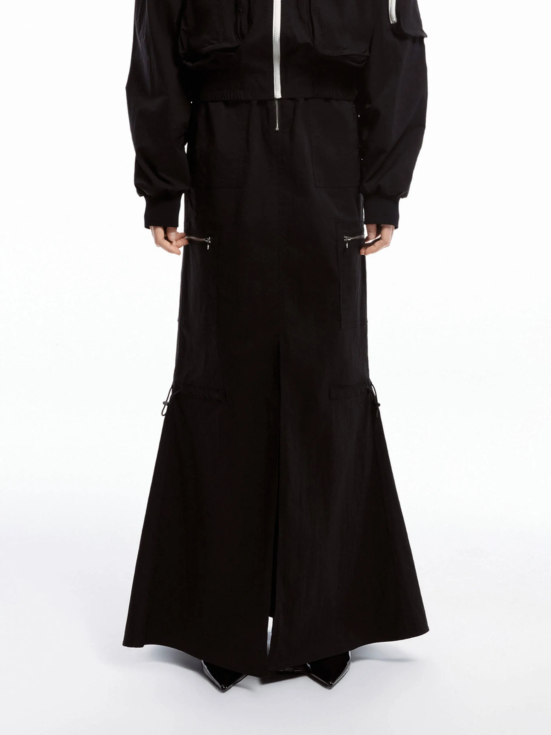 Silicone Grip Trim Drawstring Detail Maxi Skirt