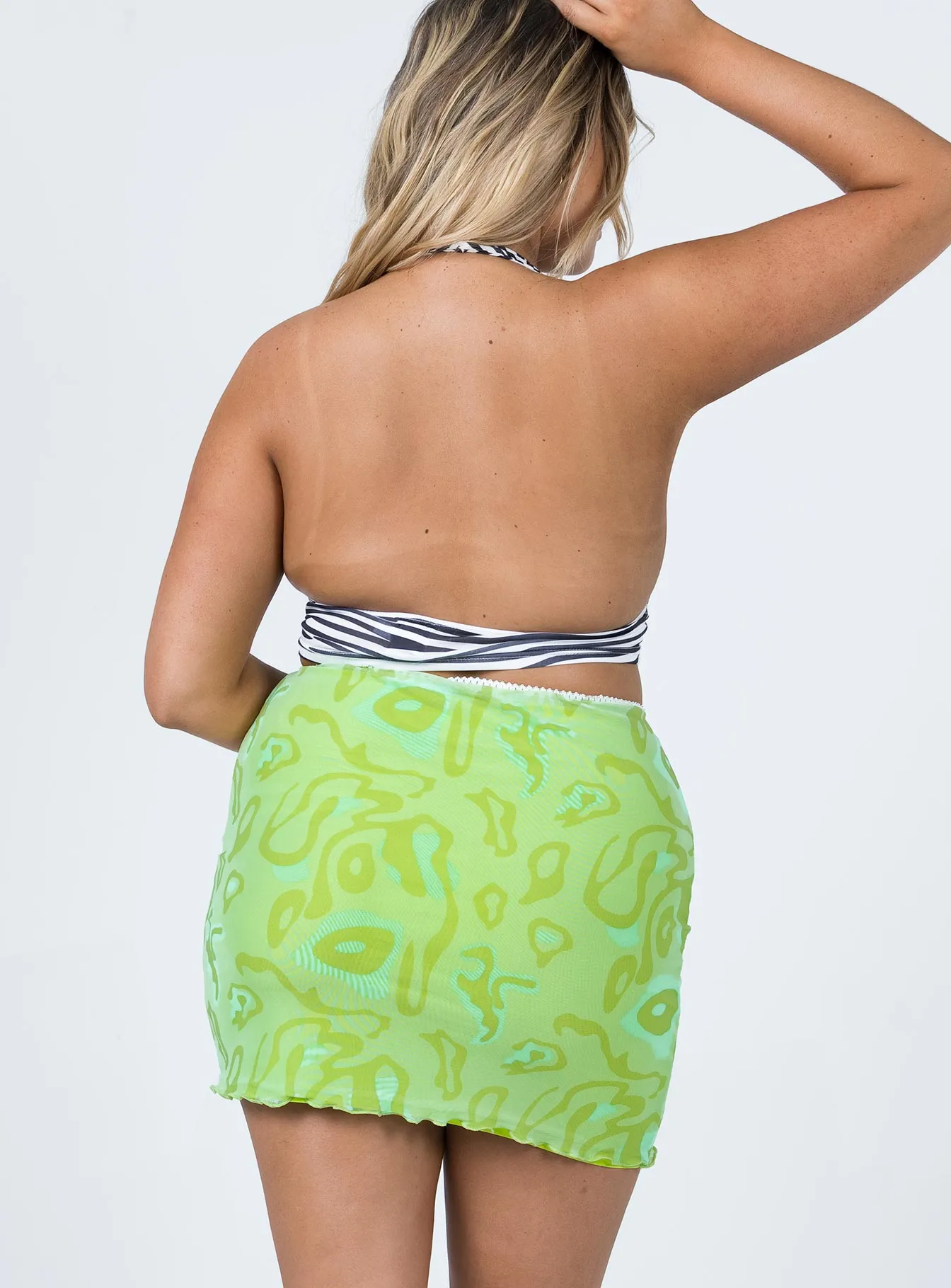 Hidden Zipper Jayan Mini Skirt Green