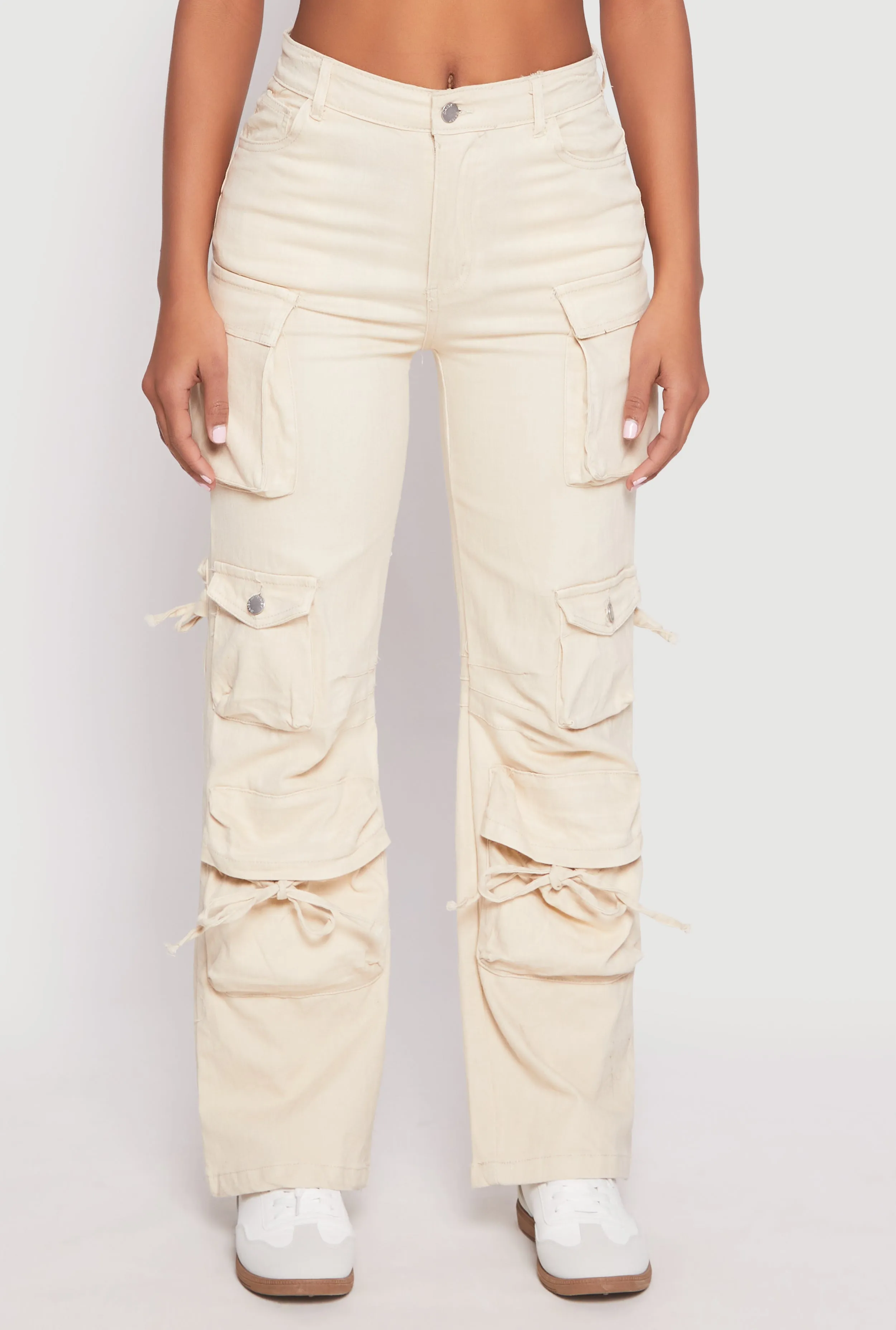 Compact Weave Technology Daisy Mineral Wash Cargo Baggy Jeans