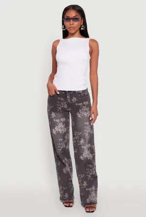 Floral Mid Rise Wide Leg Jeans Effortless Style Urban Explorer Picnic Style