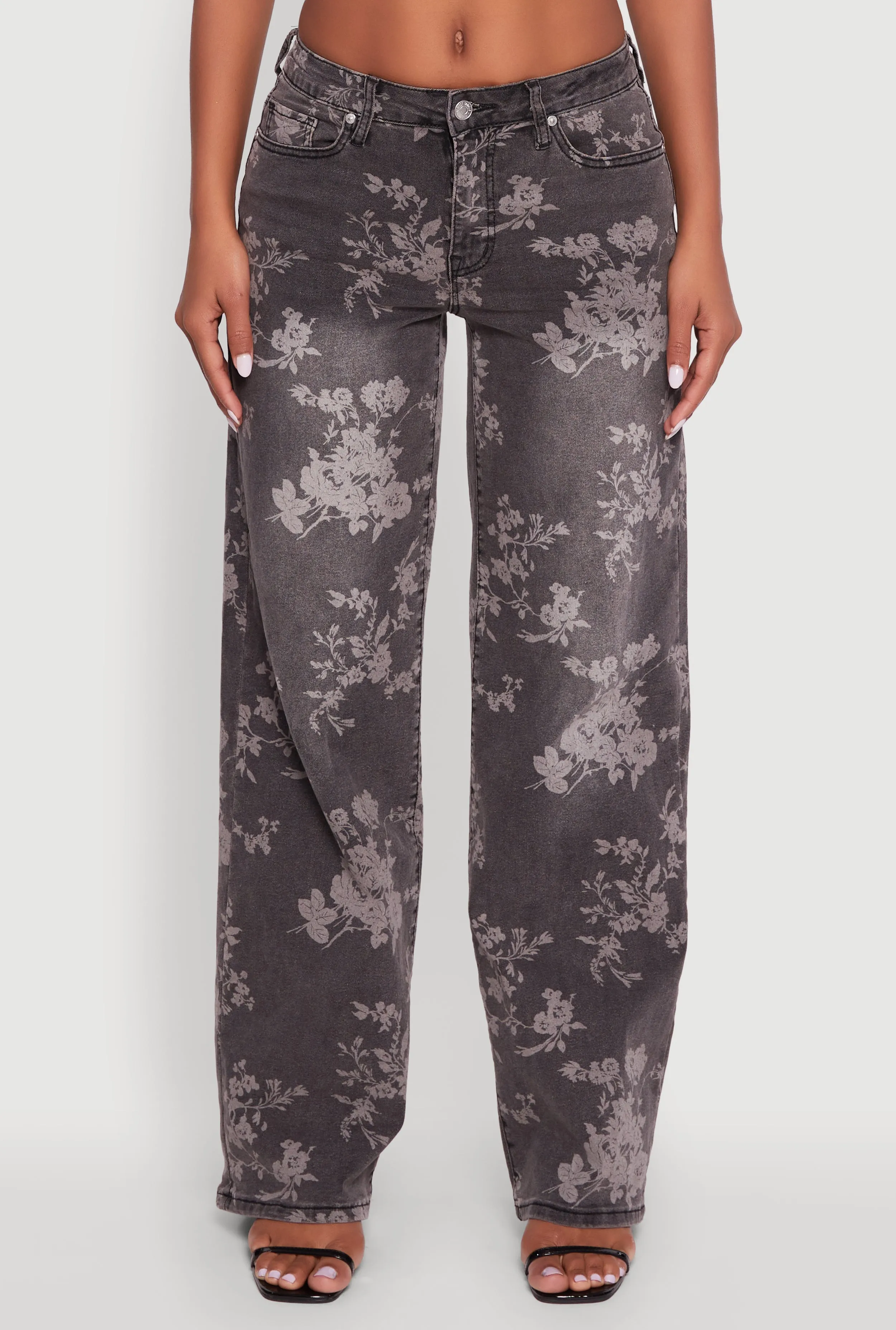 Floral Mid Rise Wide Leg Jeans Everyday Vibrant