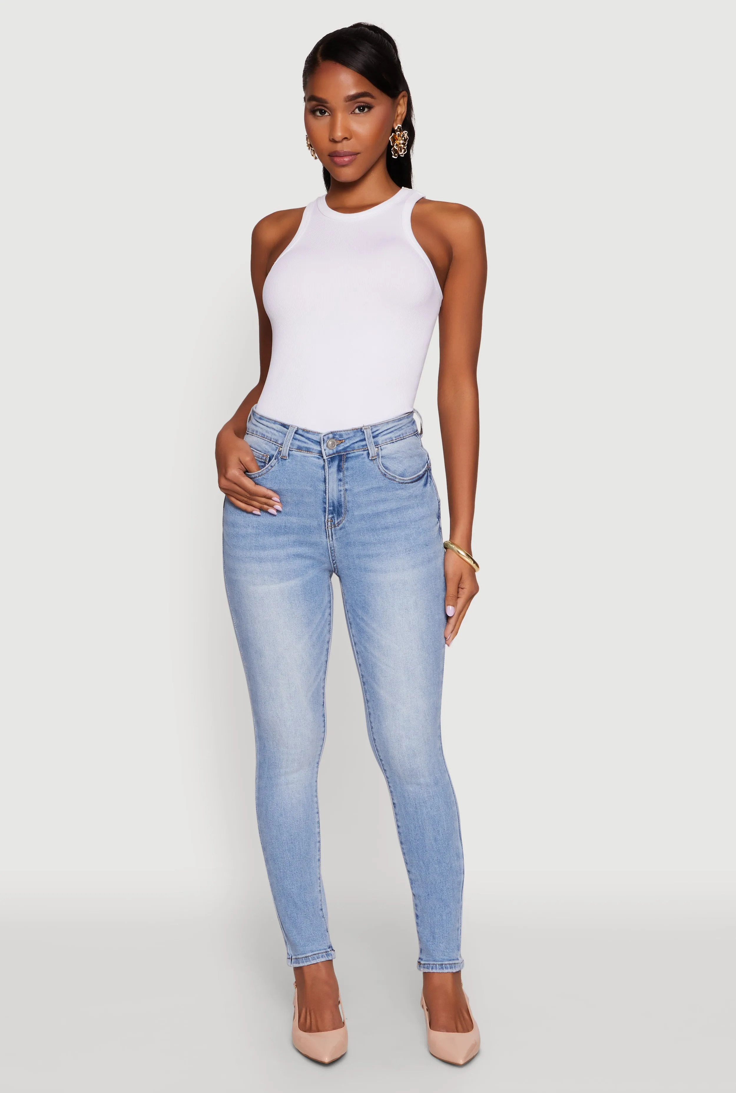 Base Comfort WAX Push Up High Rise Skinny Jeans