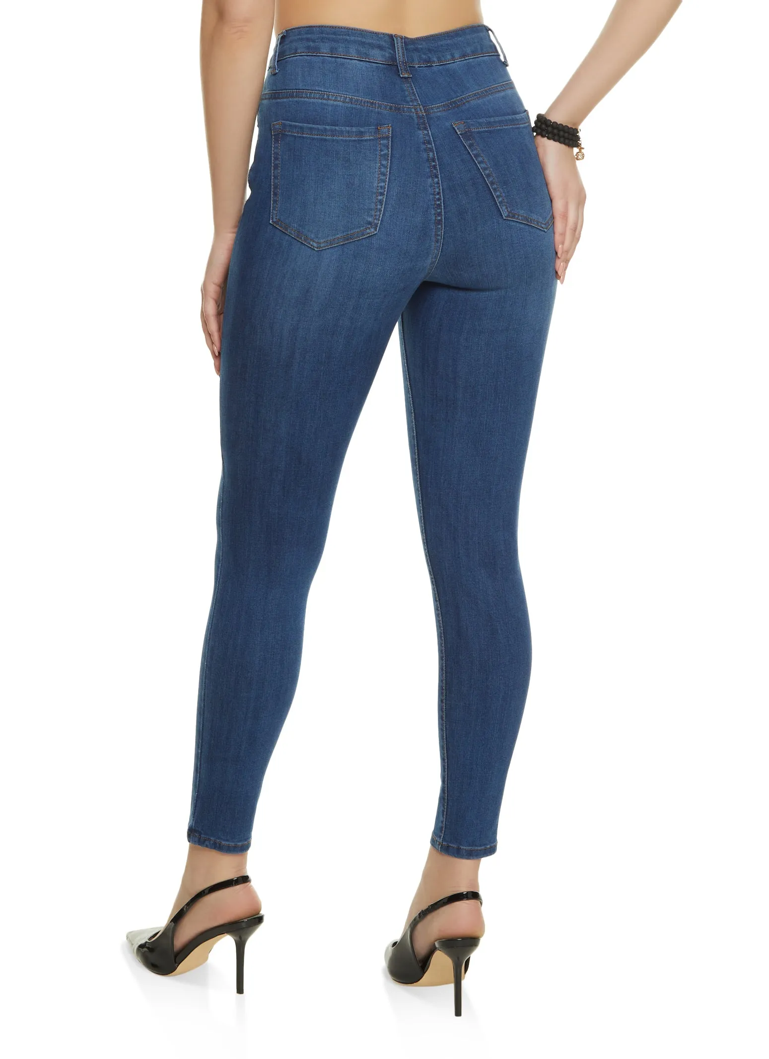 Double Stitched Seams WAX Whiskered High Waist Skinny Jeans