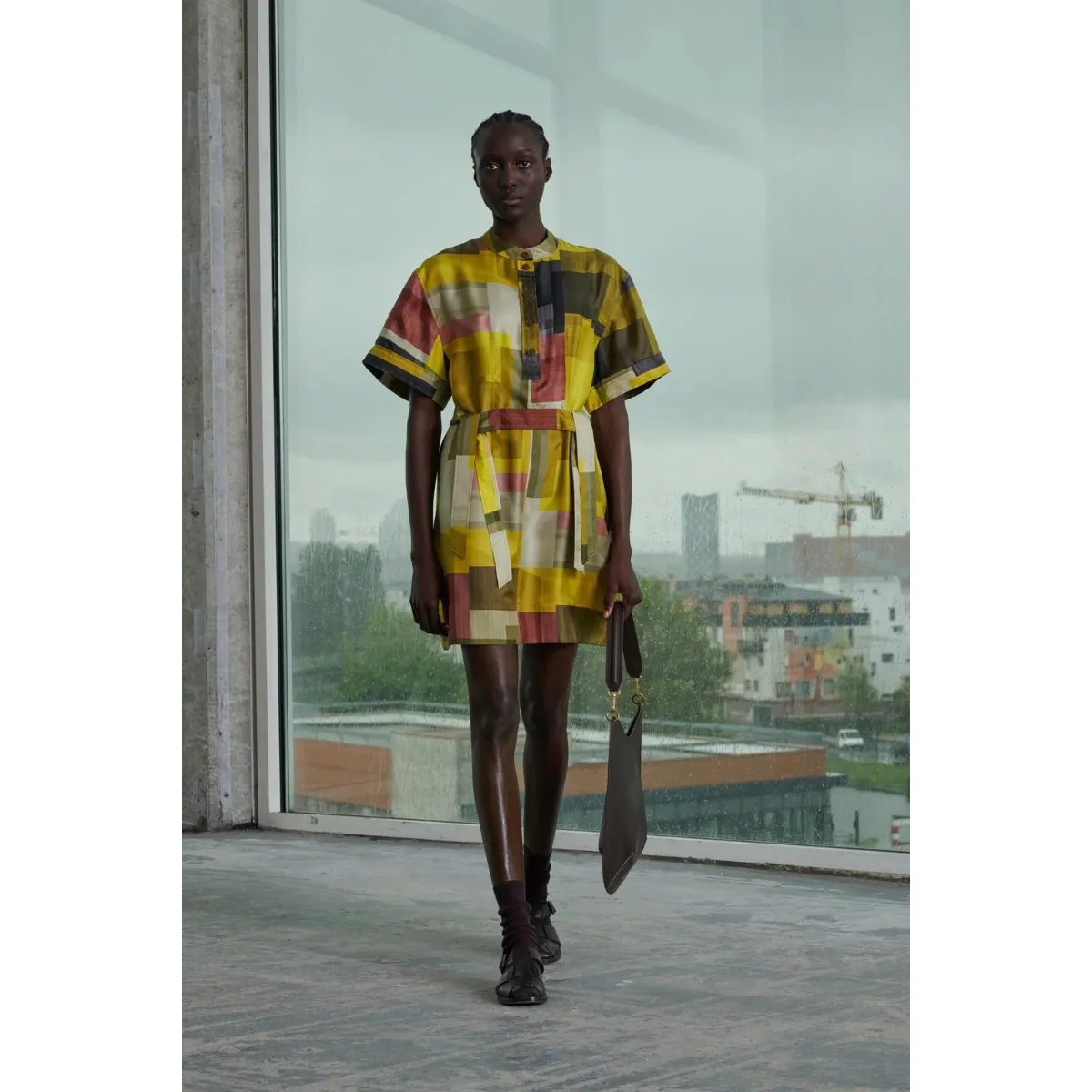 BalancedDrape Conscious Fit Jaune Kaki Wanda Dress