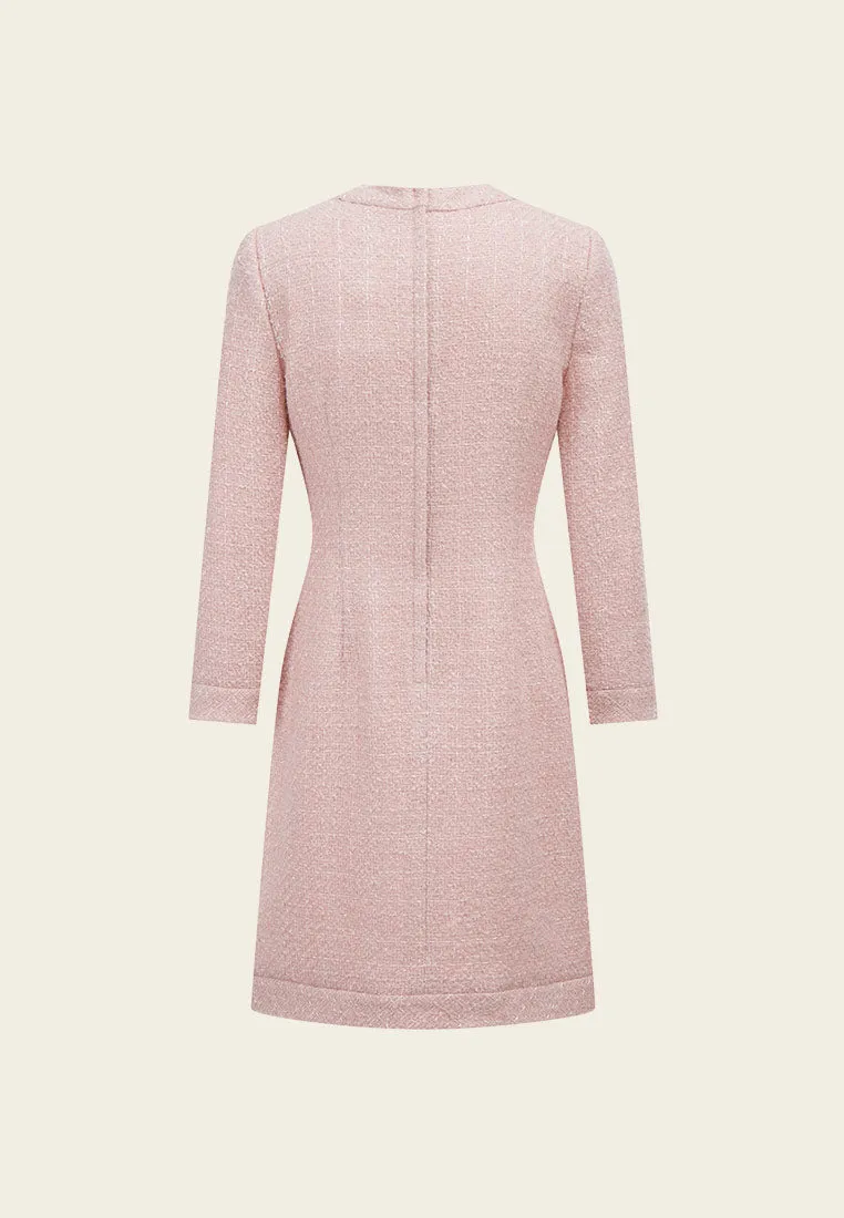 Wool Round Collar Tweed Dress EcoFriendlyMaterial Run Glow