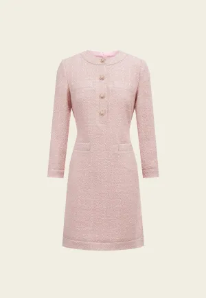 Run Core Virtual Mode Wool Round Collar Tweed Dress