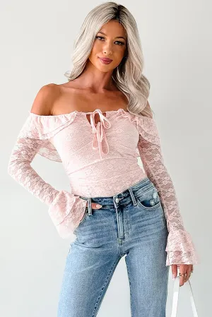 Throne Ready Off The Shoulder Lace Bodysuit (Blush) Versatile Luxury Dynamic New