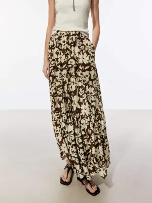 Refined Sophistication Flowy Floral Print Skirt