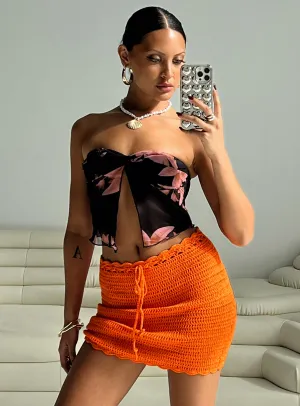 Mirrabook Crochet Mini Skirt Orange Resort Vacation Timeless Touch