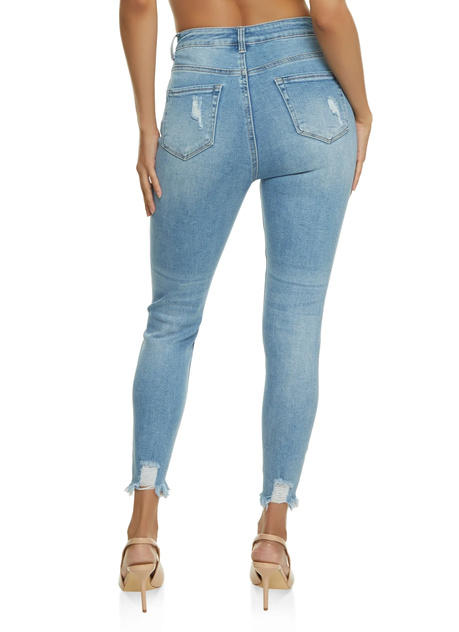 WAX Distressed Frayed Hem Skinny Jeans Foundation Piece
