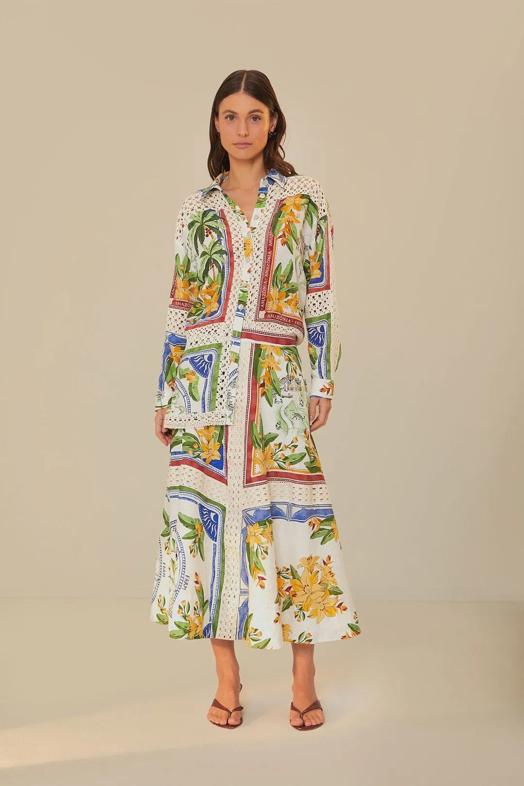 Off-White Tropical Destination LENZING? ECOVERO? Euroflax? Midi Skirt Bold Mood Tonal Layering
