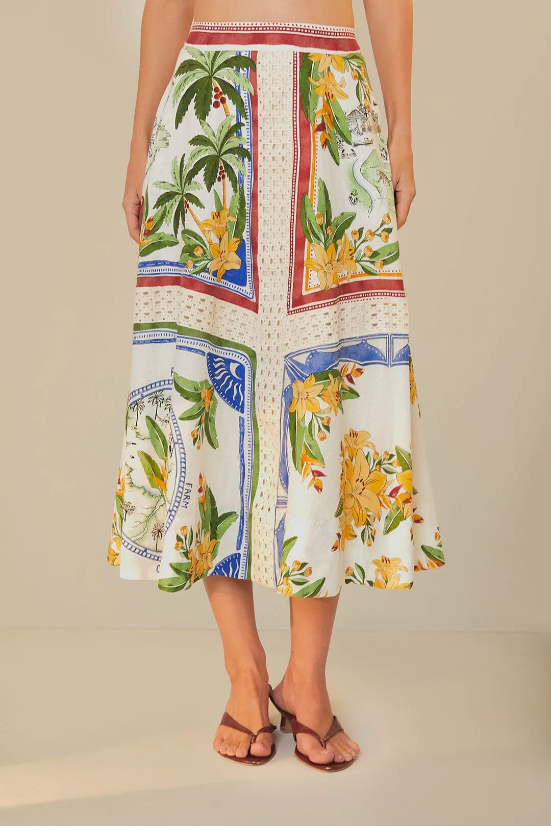 Outfit Shot Neat Fit Off-White Tropical Destination LENZING? ECOVERO? Euroflax? Midi Skirt