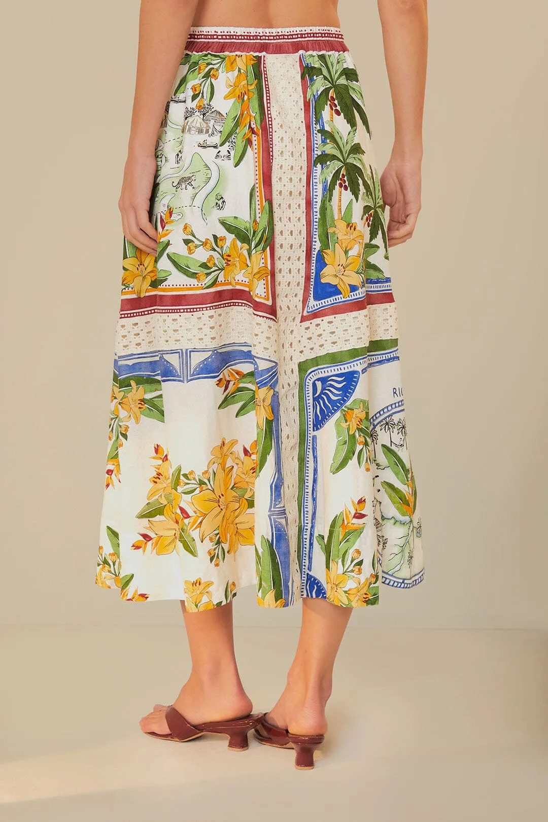 Off-White Tropical Destination LENZING? ECOVERO? Euroflax? Midi Skirt Flexible Material