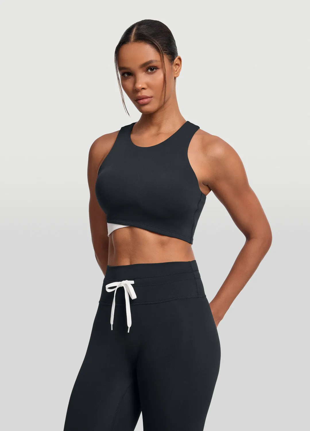 Yarn Dyed Fabric Two-Tone Crop Top
