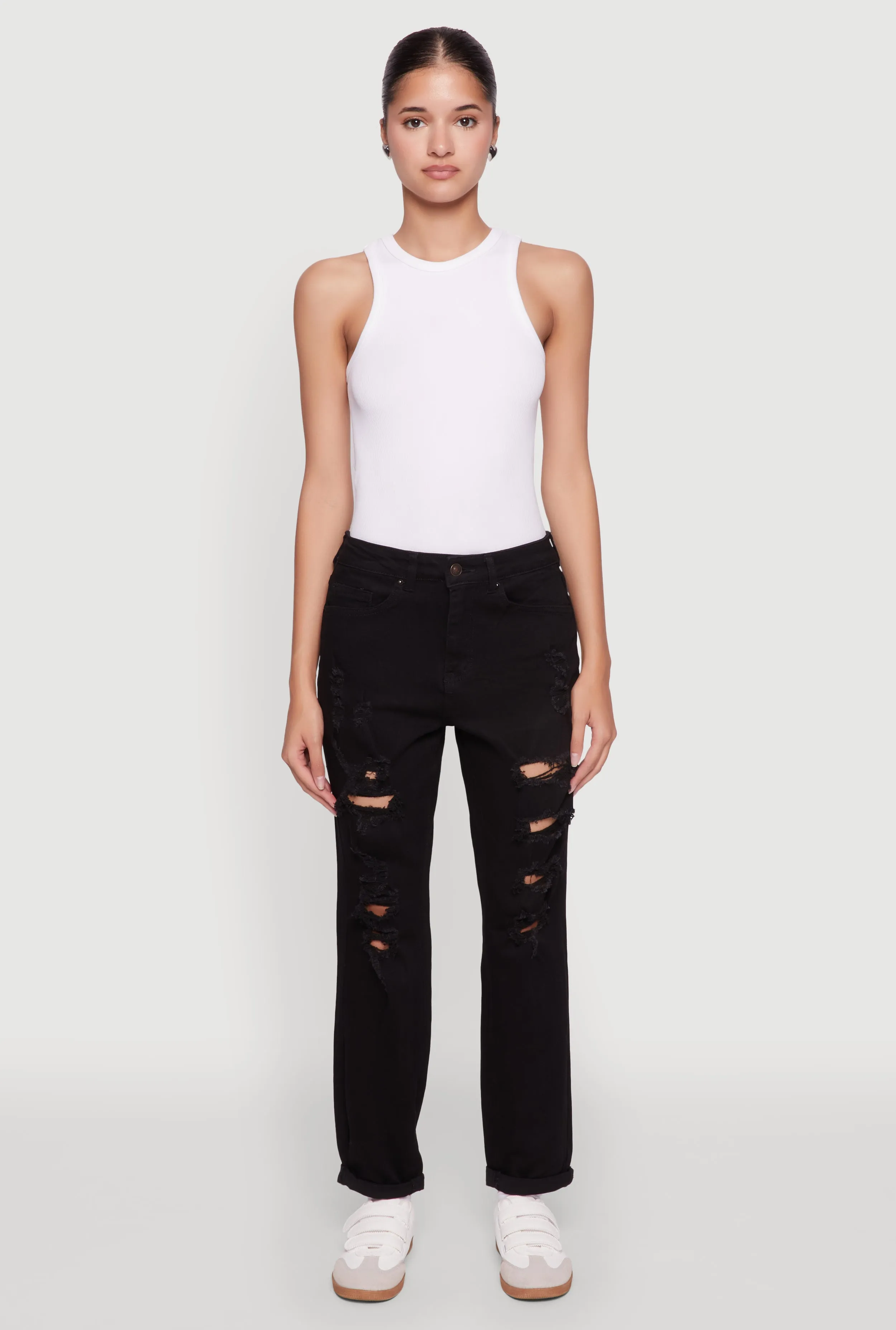 Elegant Party Look Winter Warmth Sustainable Manufacturing WAX Distressed Boyfriend Jeans