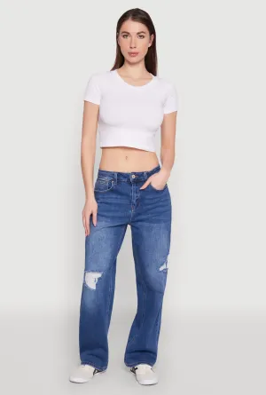Comfortable Style Everyday Motion WAX Whiskered Ombre Distressed Jeans