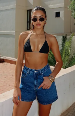 Fastening Closure Anti Snag Fabric Hurt Feelings Denim Shorts Cobalt Blue Wash