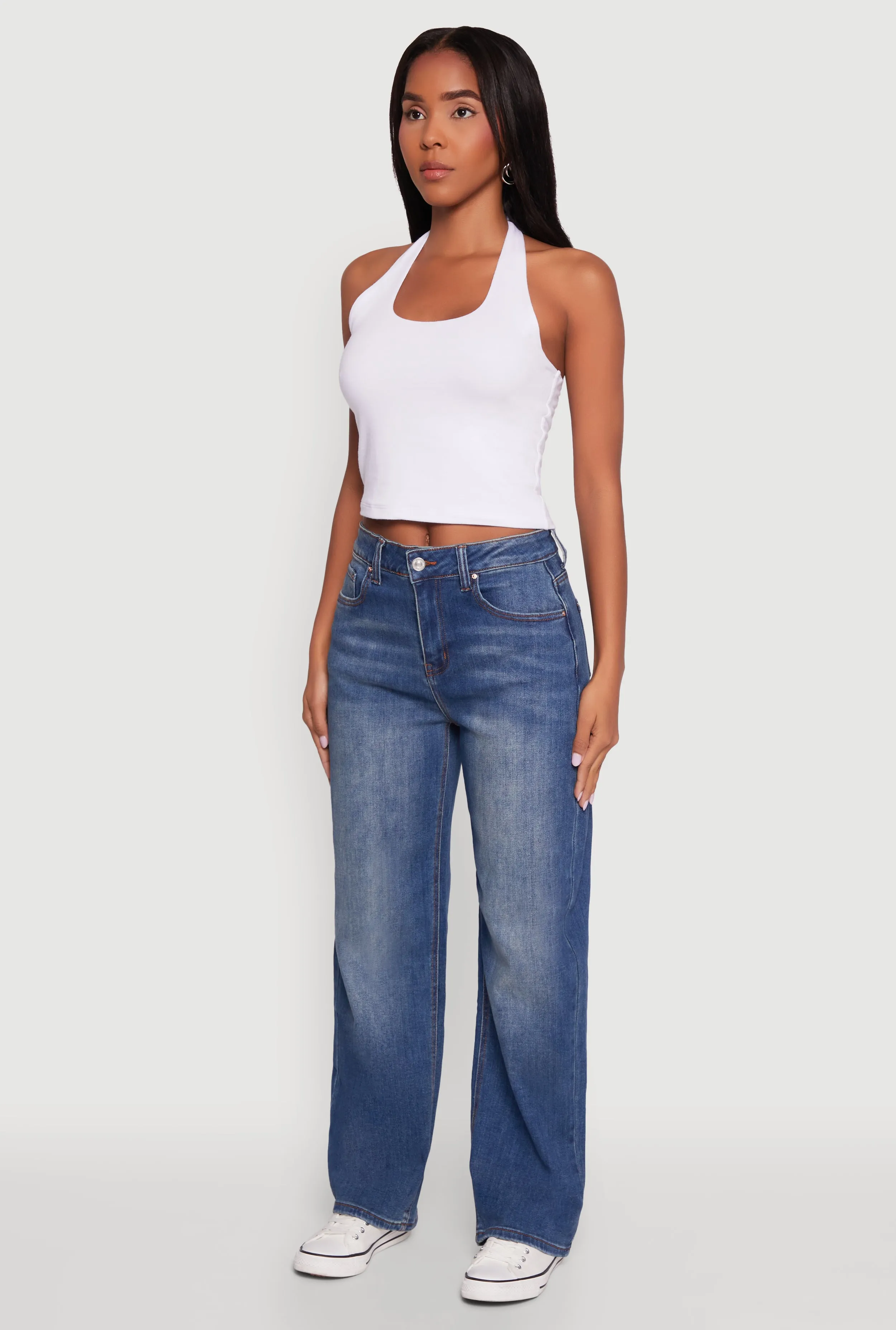 WAX Vintage Wash Straight Leg Jeans General Option Everyday Basic