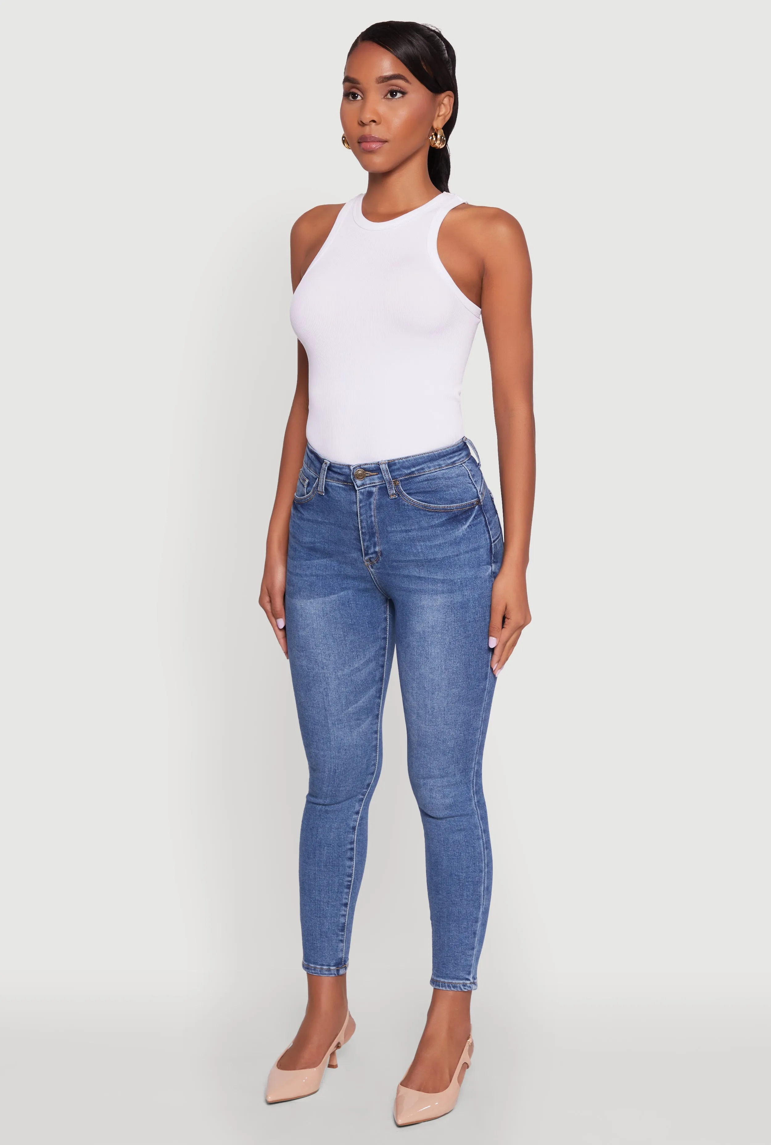 WAX Whiskered Cropped Skinny Jeans Classic Cut Casual Musthave