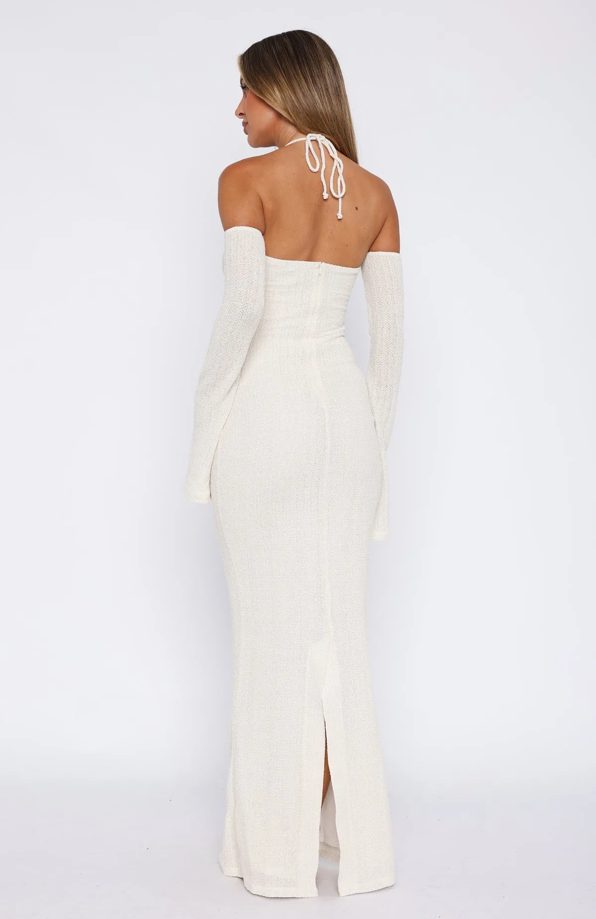 mesh ventilation FadeResistant Dye To The Beach Long Sleeve Maxi Dress Cream