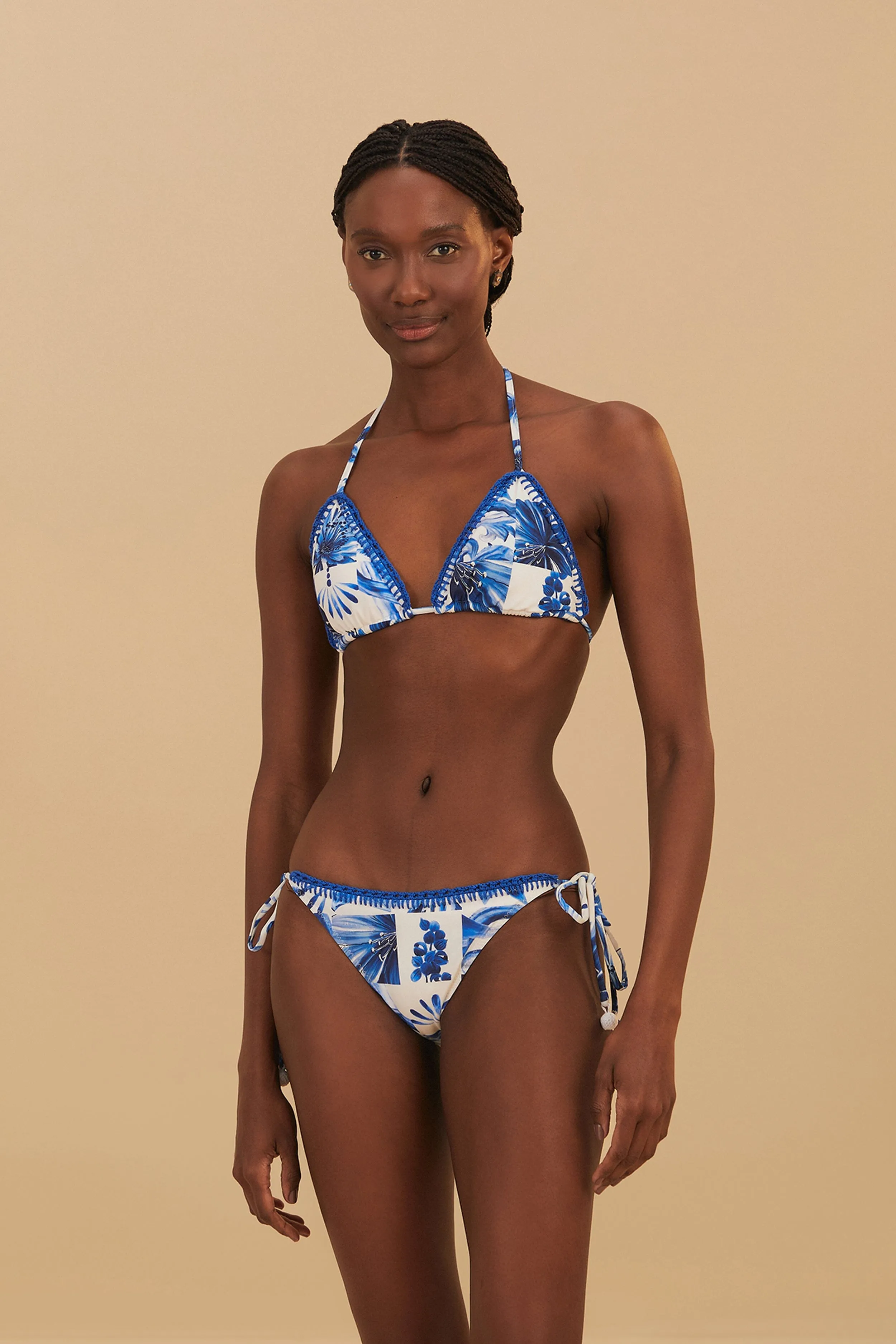 Global Glow Off-White Garden Tiles Side Tie Bikini Bottom