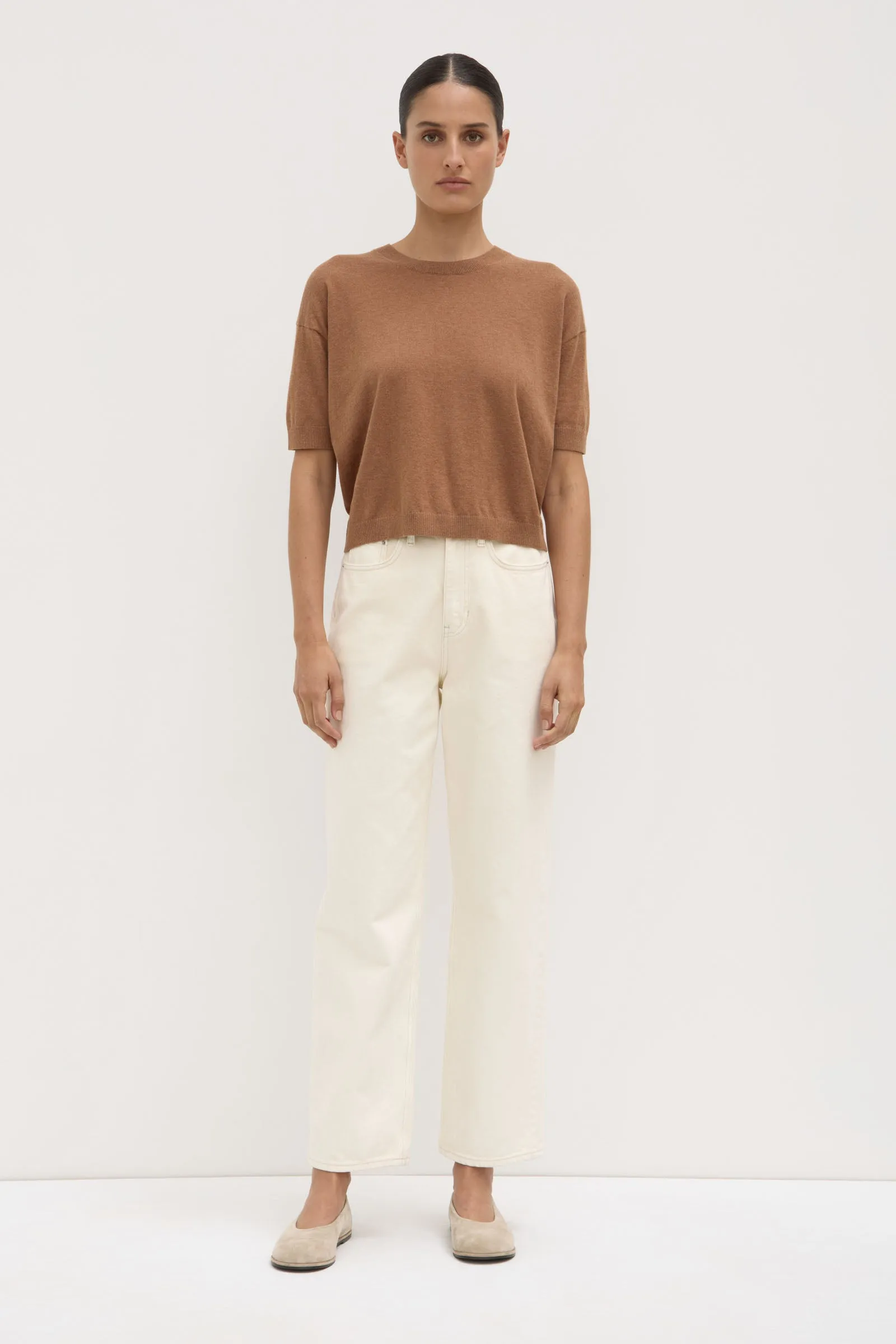 Vanya Cotton Cashmere Knit Tee Seamless construction